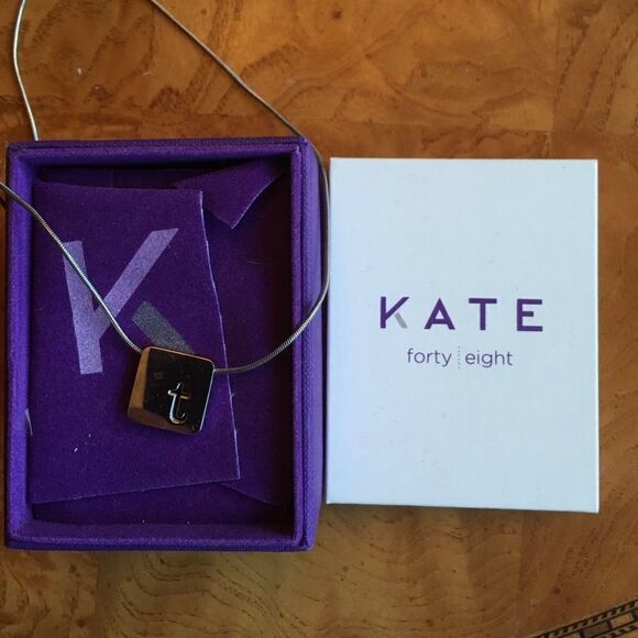 KATE 48 Letter T Silver Necklace - Picture 1 of 10